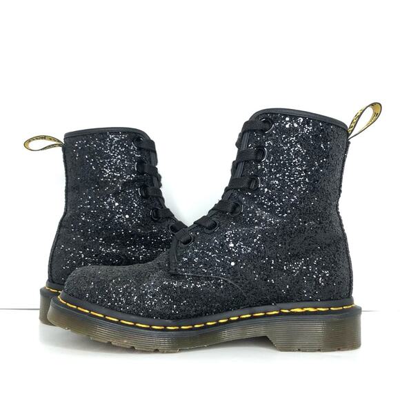 Dr Martens Black Chunky Glitter 1460 Farrah Ankle Boots Women’s 5 Shoes - Picture 5 of 12